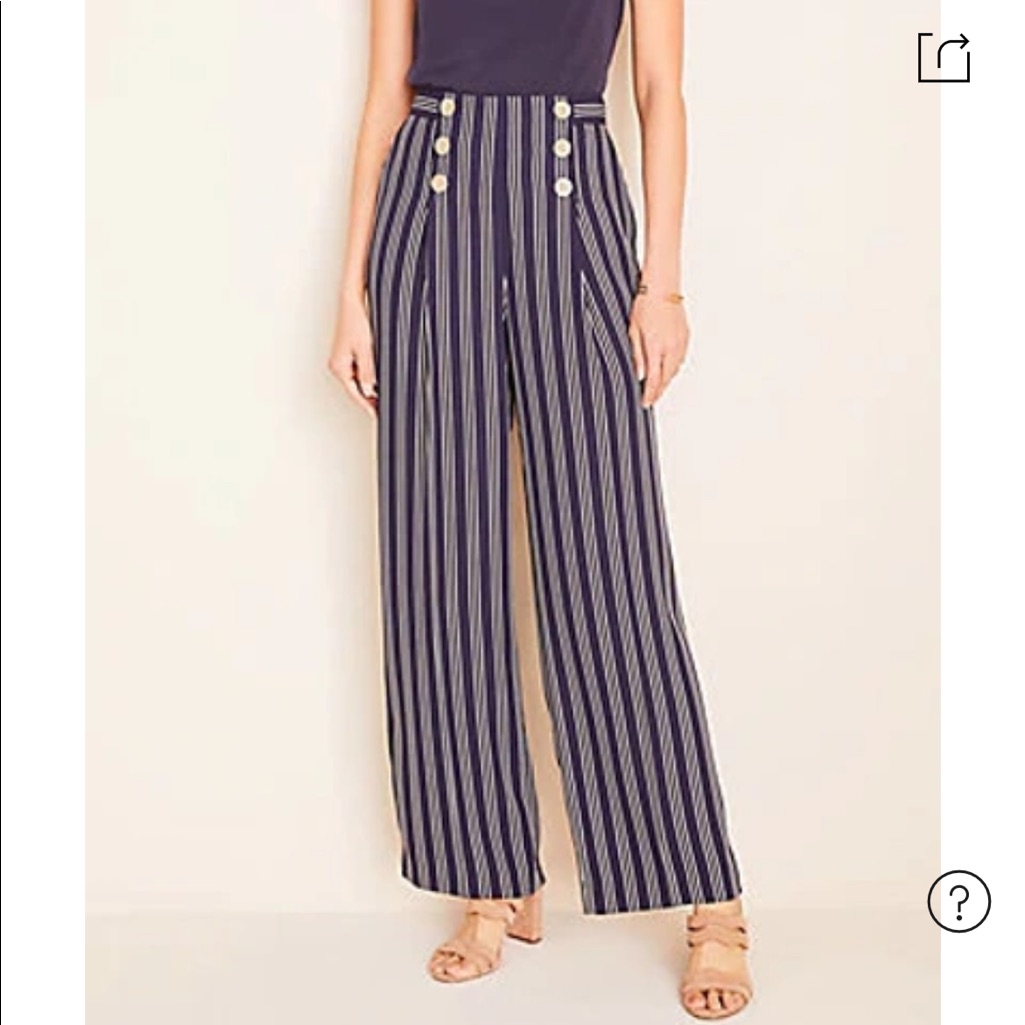 Ann Taylor Striped Sailor Palazzo Wide Leg Pants